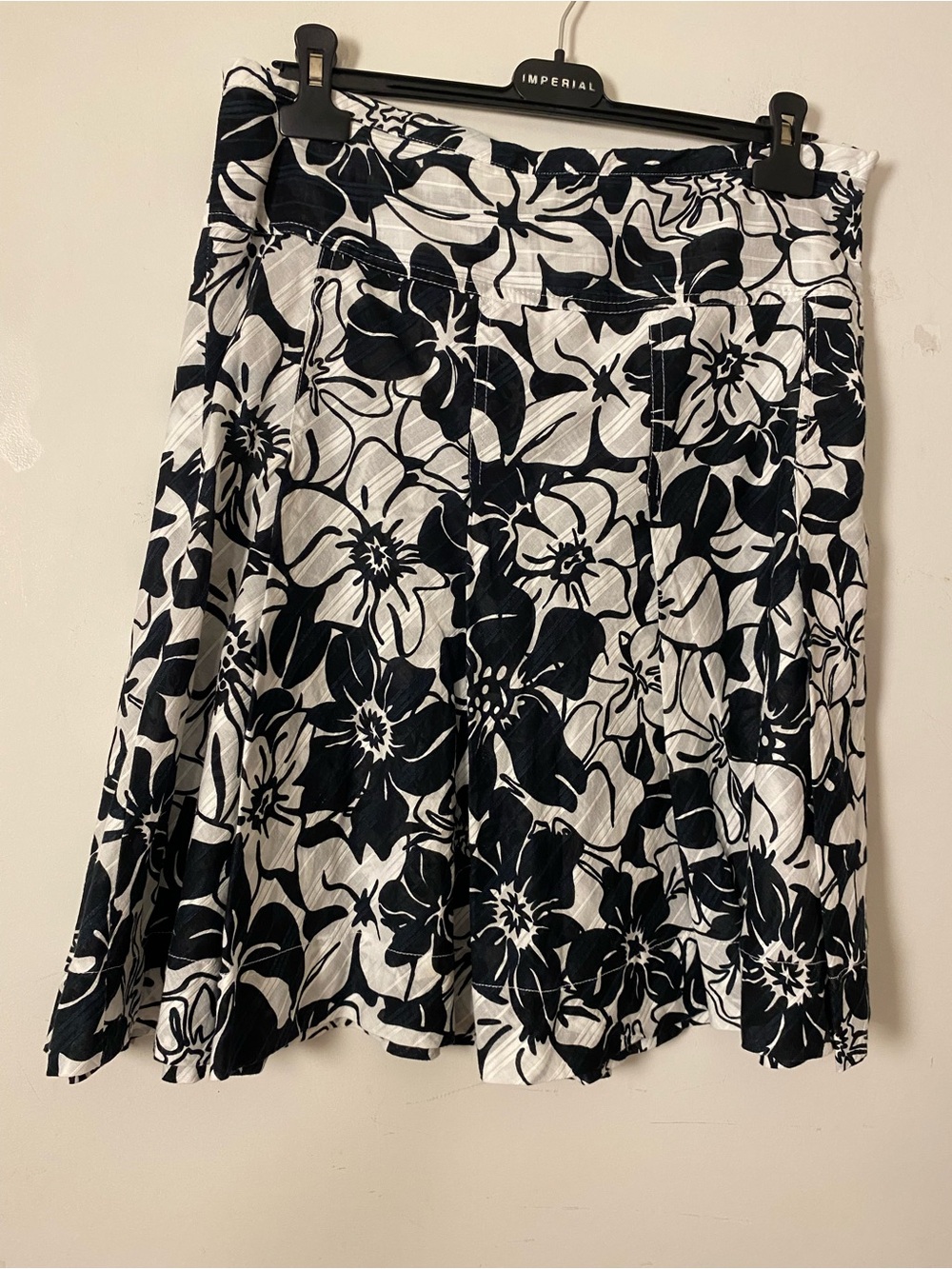 InWear Copenhagen Pleated Floral A-Line Skirt in Black and White